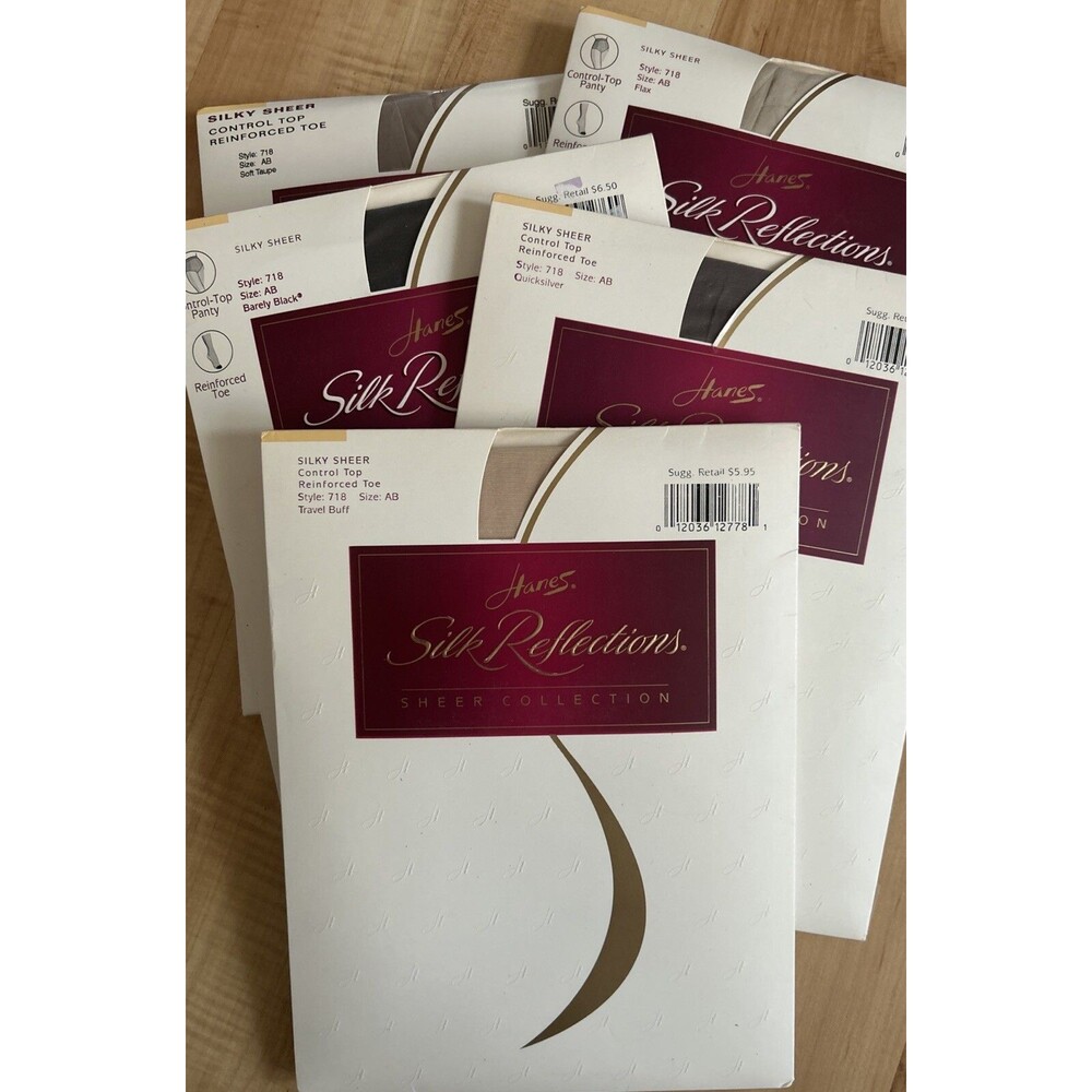 Hanes Pantyhose Silk Reflections Control Top Size AB Assorted Colors Lot Of 5